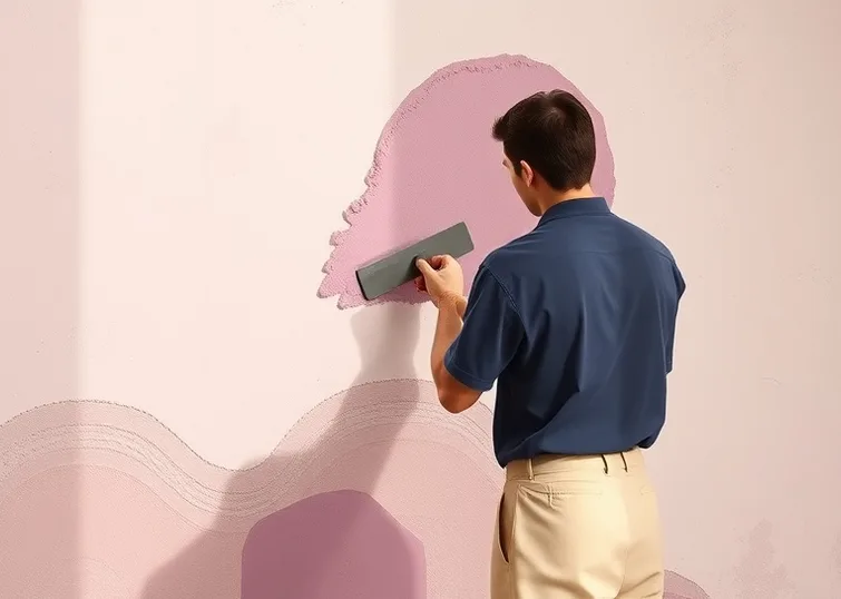 Application d'un enduit décoratif à la lisseuse sur un mur