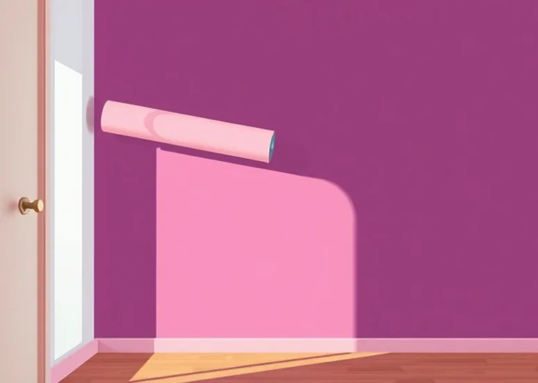 Pose de papier peint, rouleau et brosse à maroufler